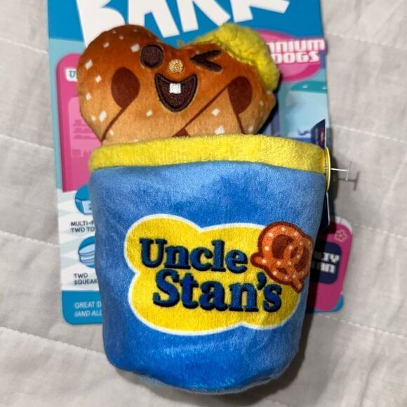BARK Plush Uncle Stan’s Pretzel & Bucket Squeaky Dog Toy - Picture 9 of 13